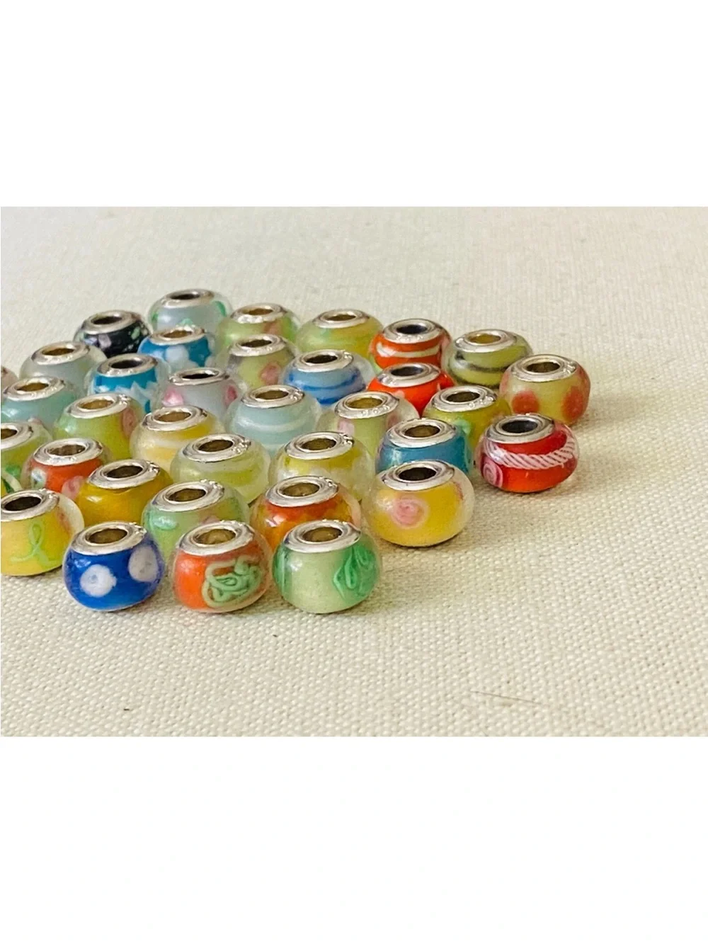 HUGE LOT of 40 925 Murano Art Glass Bracelet Necklace Charms Beads